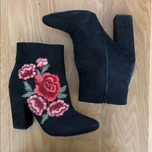 Embellished floral ankle boots
